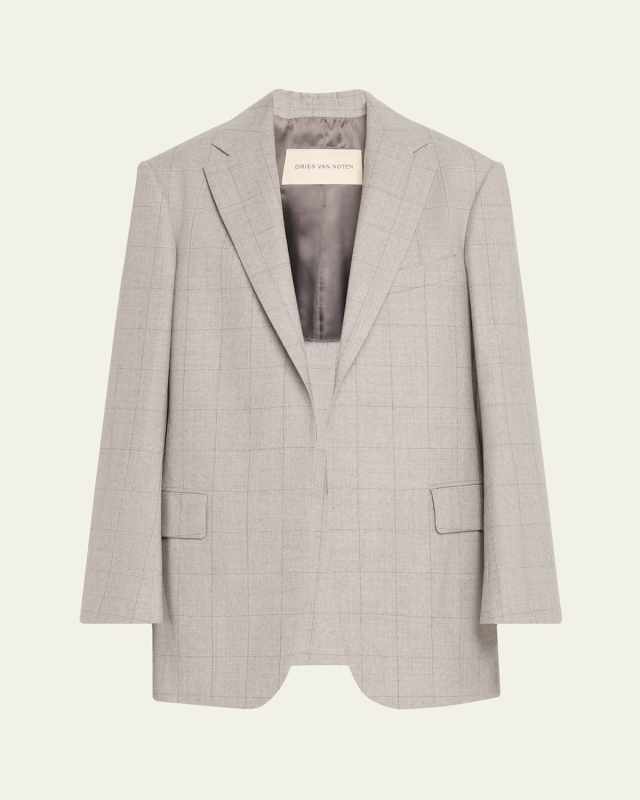 Blur Windowpane Plaid Wool Jacket